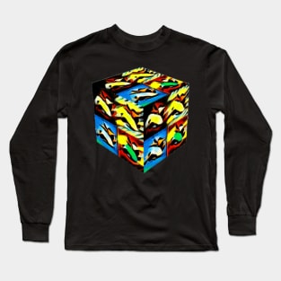 Cube Colorful Abstract Design Long Sleeve T-Shirt